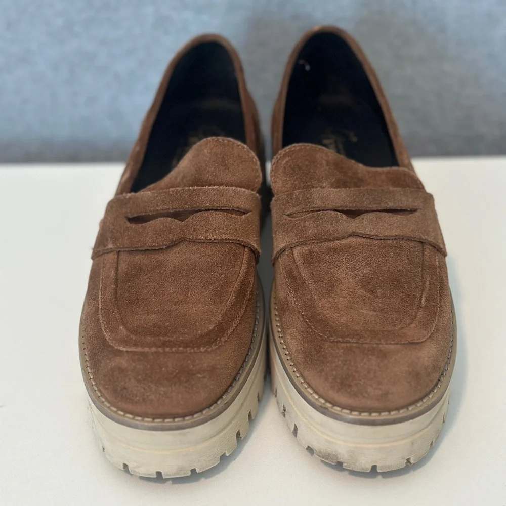 Gianluca Pisati Women’s Brown Suede Lug-Sole Penny Loafers